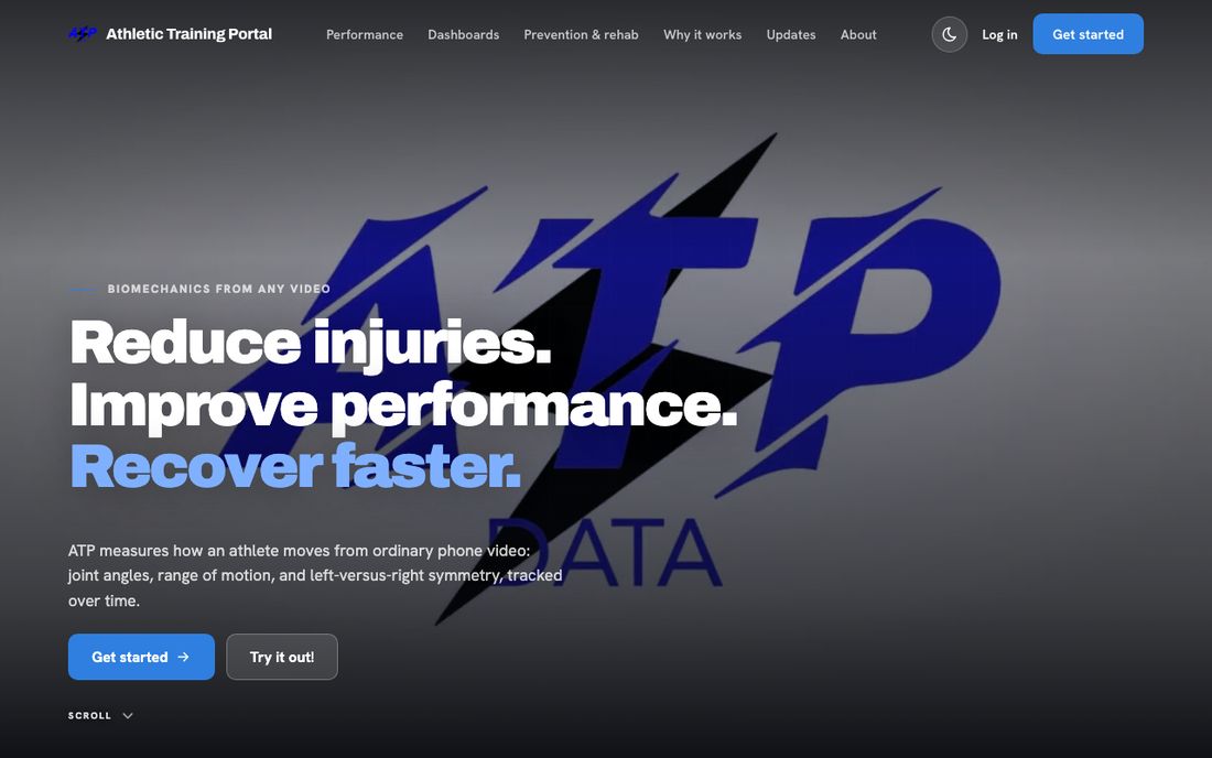 Athletic Training Portal landing page